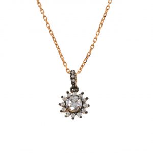 14K Rose Gold Solitaire Pendant – Vintage Style