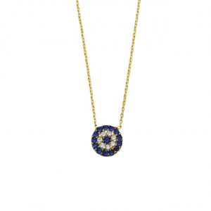 Elegant 14K Gold Evil Eye Charm Necklace