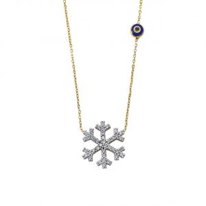 14K Gold Evil Eye Snowflake Necklace