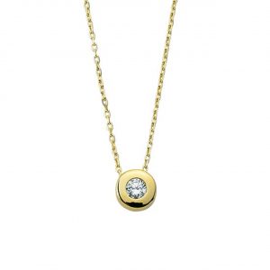 14K Gold Solitaire Necklace