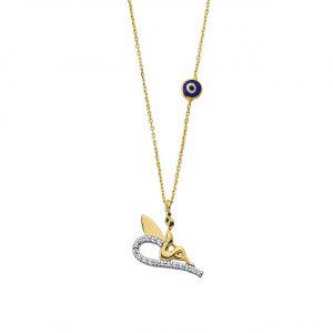 14K Gold Winged Angel Figurine Necklace