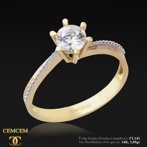 14K Gold Milgrain Solitaire Ring