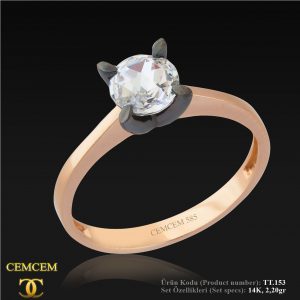 Trend 14K Rose Gold Black Solitaire Engagement Ring