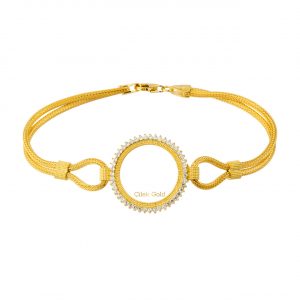 Stone Framed Quarter Gold Coin Bracelet 14K