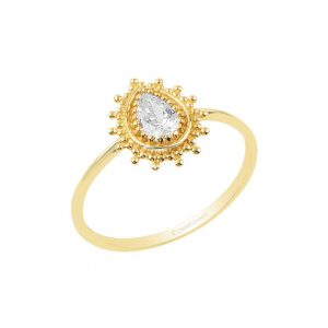 Gold Minimal Drop Gold Ring14K