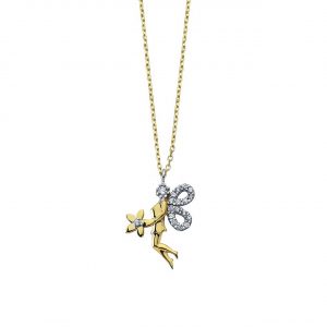 14K Gold Solitaire Angel Pendant Necklace