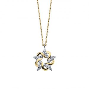 14K Gold Star Flower Pendant Necklace