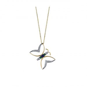 14K Gold Butterfly Pendant Necklace
