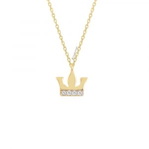 Gold Crown Necklace with Stone