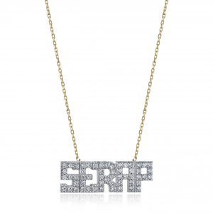 Custom Horizontal Name Necklace with Stones