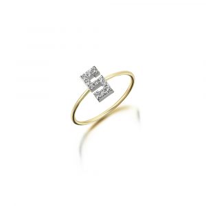 Thin Initial Ring with Stone (All letters available for order)