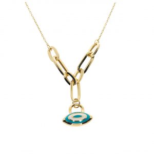 14 Karat Italian Circle Link Gold Necklace