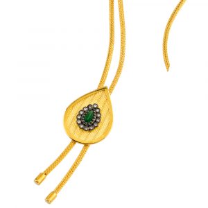 Drop Cut Green Stone Entourage Gold Necklace