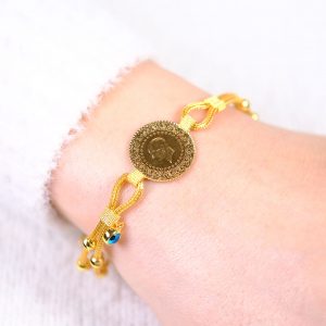 Quarter Gold Bracelet with Italian Chain and Dorika Beads