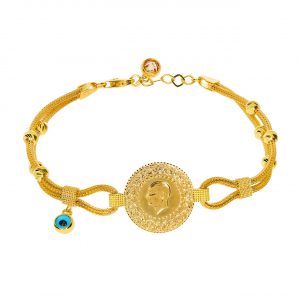 Quarter Gold Bracelet with Italian Chain and Dorika Beads