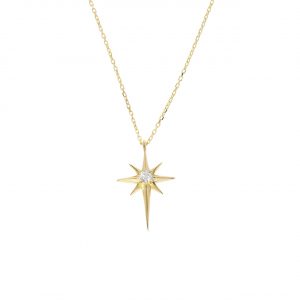 14K Gold North Star Pendant Necklace