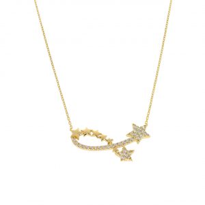8K Gold Five Star Pendant Necklace