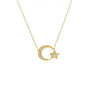 8K Gold Turkish Flag Pendant Necklace