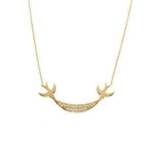 8K Gold Swallow Bird Pendant Necklace