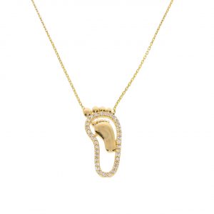 8K Gold Mother and Baby Footprint Necklace