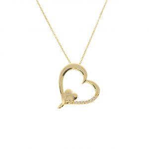 8K Gold Heart Pendant Necklace