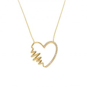 8K Gold Rhythmic/Pulsating Heart Necklace