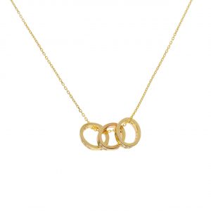 8K Gold Three-Ring Pendant Necklace
