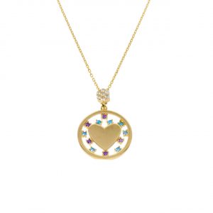 8K Gold Heart Pendant Necklace