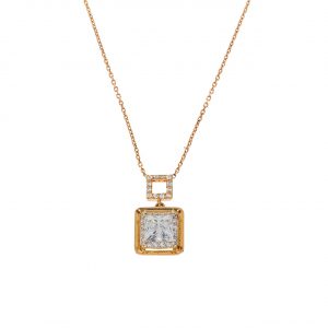 14k Princess Cut Square Solitaire Necklace