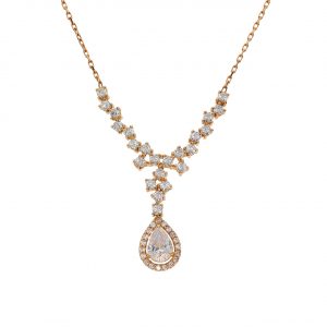14K Gold Teardrop Cut Solitaire Necklace