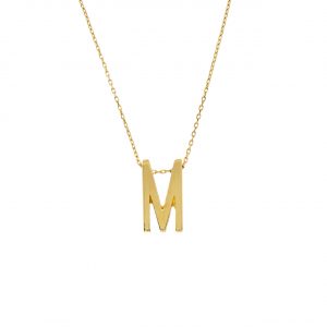 14K Gold Letter M Pendant Necklace