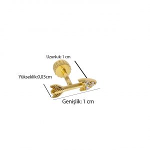 Altın Ok Tragus Piercing 14 Ayar