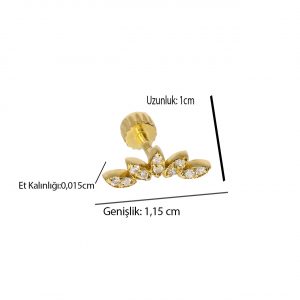 Tragus Earring Round Stone, 14K gold