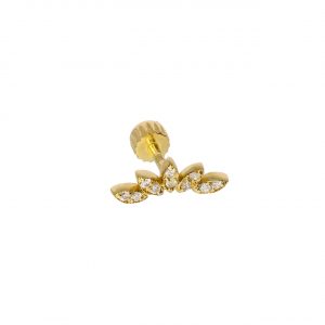 Tragus Earring Round Stone, 14K gold