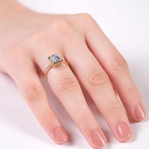 14 Karat Princess Cut Solitaire Gold Ring
