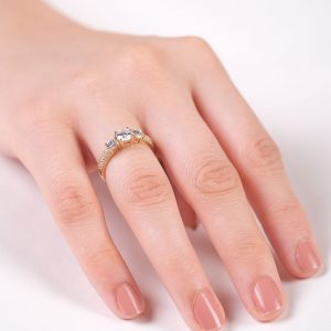 14K Gold Three-Stone Engagement Ring