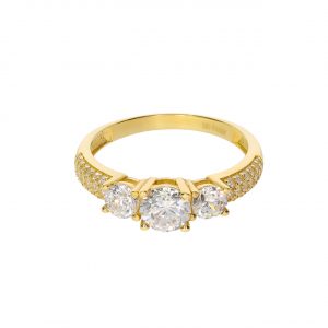 14K Gold Three-Stone Engagement Ring