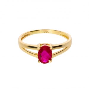 14K Gold Ring with a Natural Red Topaz Stone
