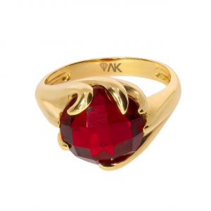 14K Gold Natural Red Topaz Ring