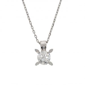 14K Gold Solitaire Pendant with Almond Prongs