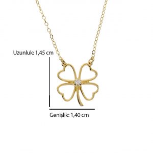14K Gold Heart and Clover Charm Necklace