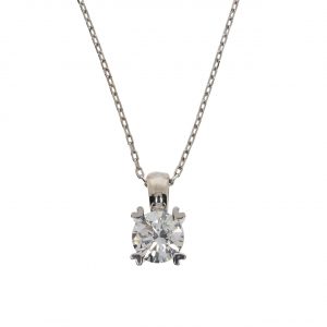 14K Gold Solitaire Pendant with Heart Prongs