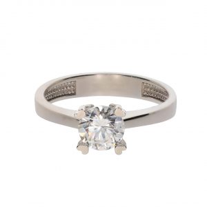 14K Gold Classic Solitaire Ring with Heart Prongs