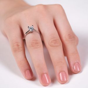 14K Gold Classic Solitaire Ring with Heart Prongs