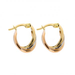 Tri-Color Hoop Earrings, 14K gold