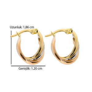 Tri-Color Hoop Earrings 14K gold