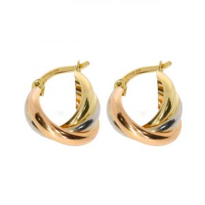 Tri-Color Hoop Earrings 14K gold