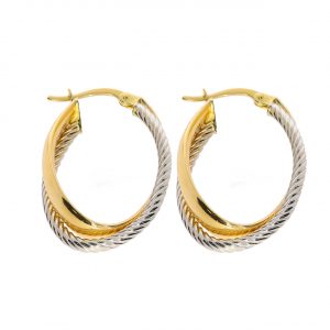 Two-Tone Hoop Earrings 14K gold