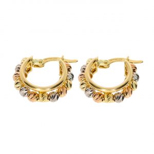 Three-Colored Dorica Gold Hoop Earring 14 Karat