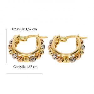 Three-Colored Dorica Gold Hoop Earring 14 Karat